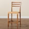 Baxton Studio Arthur MidCentury Modern Walnut Brown Mahogany Wood and Natural Rattan Counter Stool 212-12811-ZORO - alternate 2